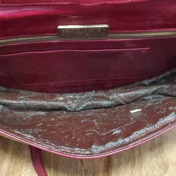 RARE Vintage Stuart Weitzman Leather Handbag Burgandy Floral Design - Picture 5 of 12